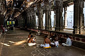 The great Chola temples of Tamil Nadu - The Nataraja temple of Chidambaram. Brahmins doing the puja.